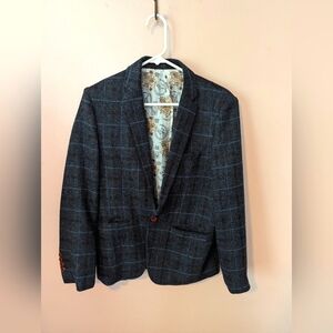 Women's Navy Plaid Blazer